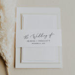 Delicate Black Calligraphy Wedding Invitation Belly Band<br><div class="desc">This delicate black calligraphy wedding invitation belly band is perfect for a modern wedding. The romantic minimalist design features lovely and elegant black typography on a white background with a clean and simple look. Personalise these paper belly bands with the names of the bride and groom, and the wedding date....</div>