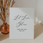 Delicate Black Calligraphy Wedding Let Love Glow Pedestal Sign<br><div class="desc">This delicate black calligraphy wedding let love glow pedestal sign is perfect for a modern wedding. The romantic minimalist design features lovely and elegant black typography on a white background with a clean and simple look.</div>