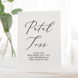 Delicate Black Calligraphy Wedding Petal Toss Pedestal Sign