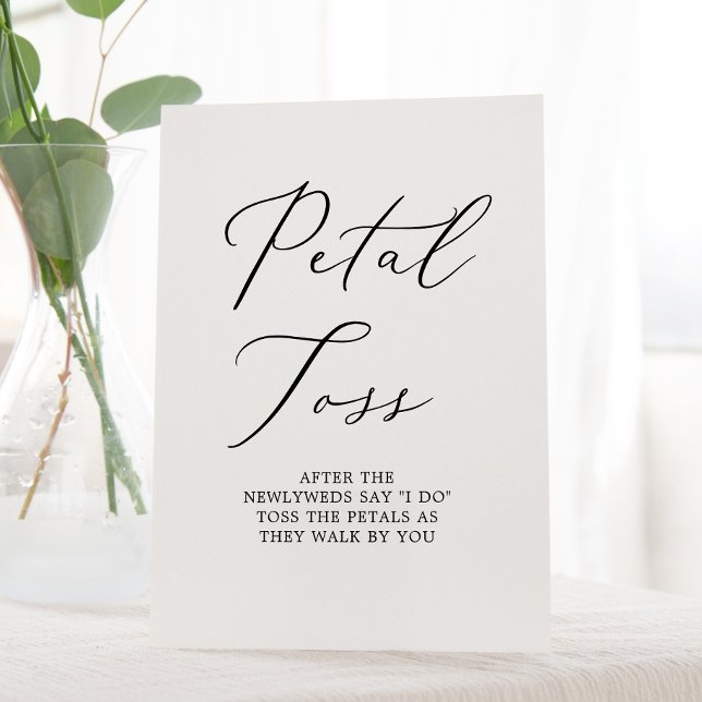 Delicate Black Calligraphy Wedding Petal Toss Pedestal Sign (Creator Uploaded)