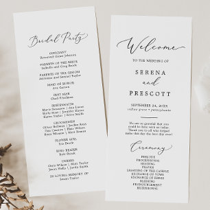 Delicate Black Calligraphy Wedding Program Programme