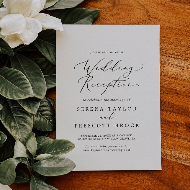 Delicate Black Calligraphy Wedding Reception Invitation (Creator Uploaded)
