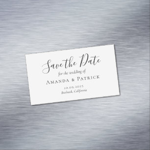 Delicate Black Calligraphy Wedding Save The Date Magnetic Business Card