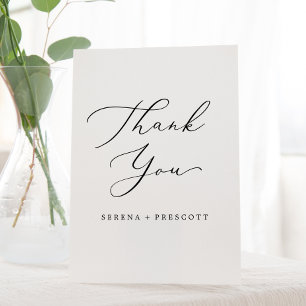 Delicate Black Calligraphy Wedding Thank You Pedestal Sign