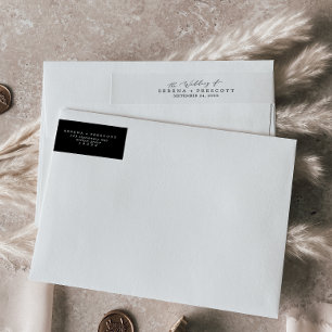 Delicate Black Calligraphy Wedding Wrap Around Label