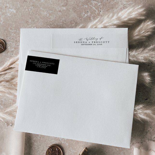 Delicate Black Calligraphy Wedding Wrap Around Label (Creator Uploaded)