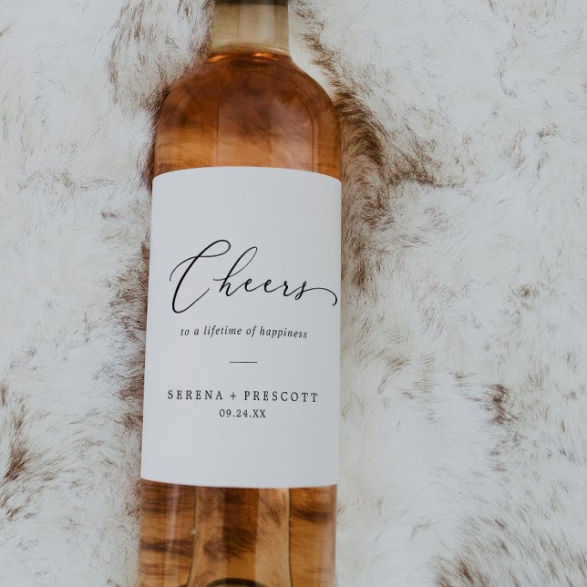 Delicate Black Cheers Wedding Wine Labels (Creator Uploaded)