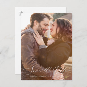 Delicate Black Dark Photo Template Save the Date