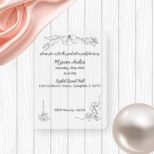Delicate black Floral Frame graduation Acrylic Invitations