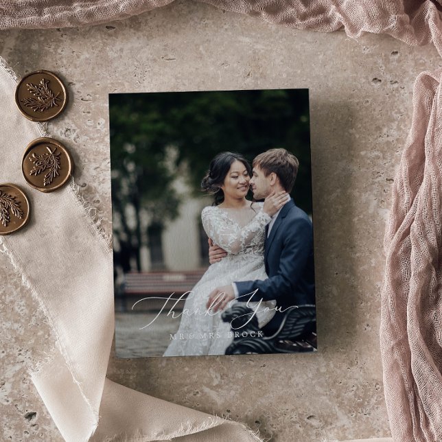 Delicate Black Photo Template Thank You Card (Creator Uploaded)