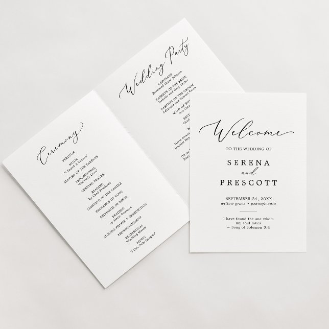 Delicate Black Printable or Printed Folded Program Invitation (Creator Uploaded)