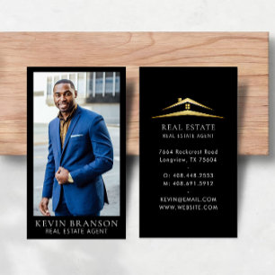 Delicate Black Professional Real Estate Business Card