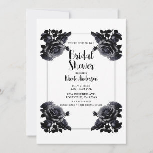 Delicate Black Roses Shabby Shower Invitation