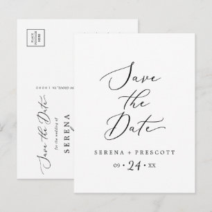 Delicate Black Save the Date Announcement Postcard