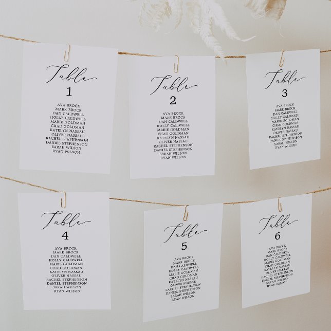 Delicate Black Table Number Seating Chart Cards (Creator Uploaded)