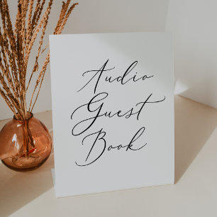 Delicate Black Wedding Audio Guest Book Pedestal Sign