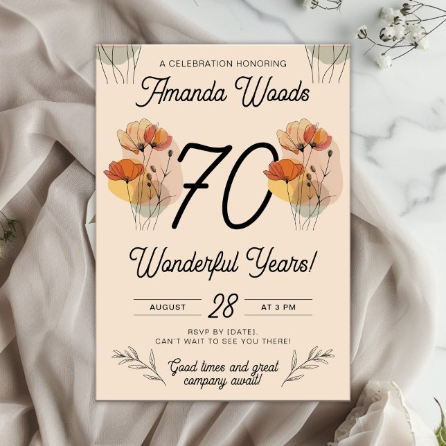 Delicate Bloom 70th Birthday Fest Invitation (Creator Uploaded)