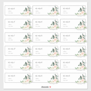 Delicate Bloom Blush Roses Guest Address Labels