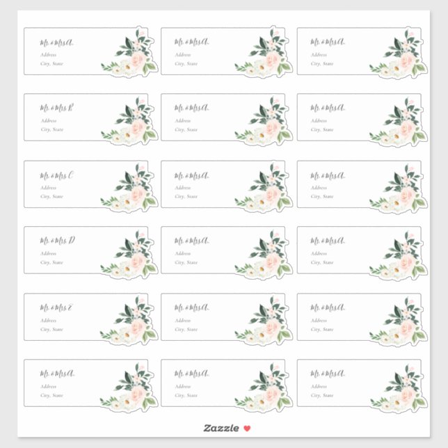 Delicate Bloom Blush Roses Guest Address Labels (Sheet)