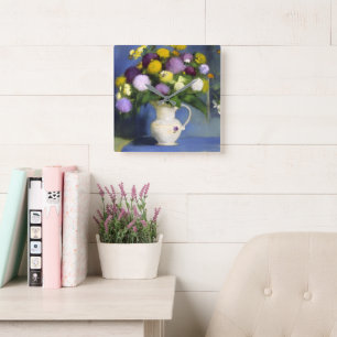 Delicate Blooms Wall Décor  Square Wall Clock