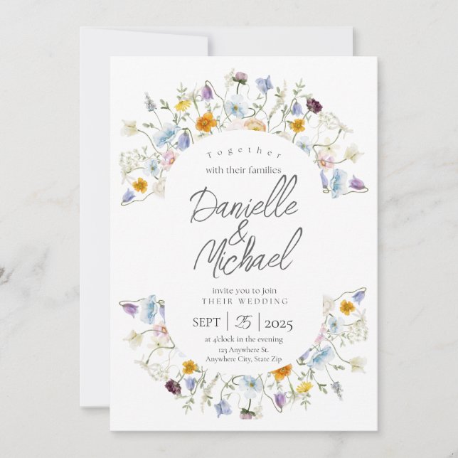 Delicate Blooms Wedding Invitation (Front)