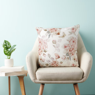Delicate Blossoms and Butterflies Cushion