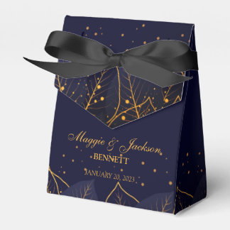 Delicate Blue and Gold Leaves Favour Box