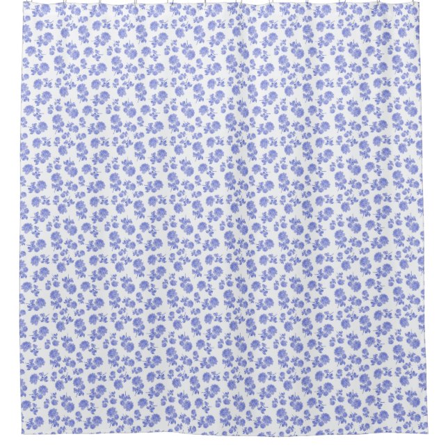 Delicate Blue and white flowers floral shower curt Shower Curtain (Front)