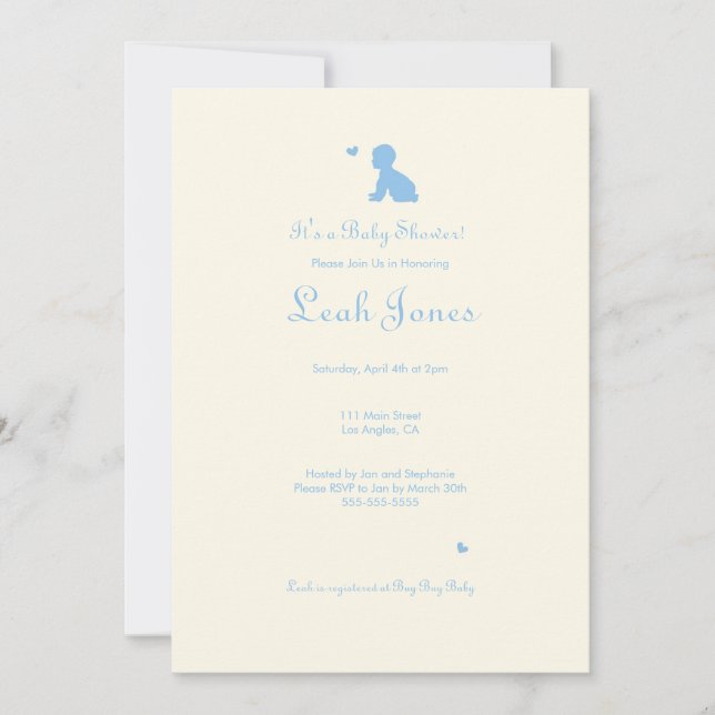 Delicate Blue Boy Baby Shower Invitation (Front)