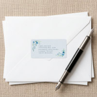 Delicate blue floral wedding address return