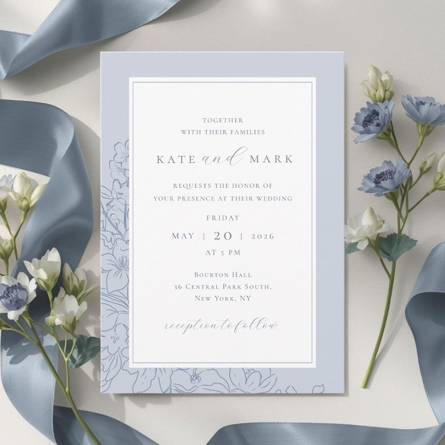 Delicate Blue Floral Wedding Invitation (Creator Uploaded)
