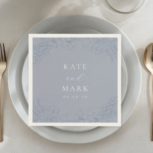 Delicate Blue Floral Wedding Napkin