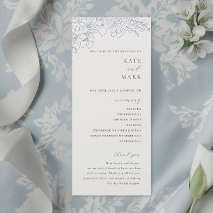 Delicate Blue Floral Wedding Programme