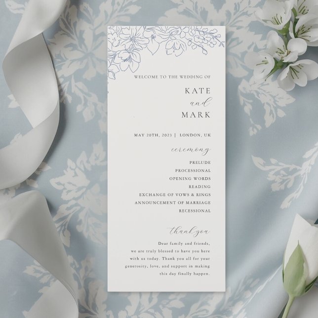 Delicate Blue Floral Wedding Programme (Creator Uploaded)