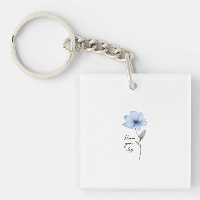 delicate blue flower aesthetic key ring (Front)