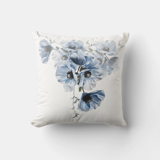 Delicate Blue Flowers Cushion (Front)