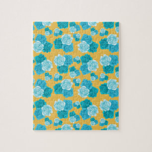 Delicate Blue Flowers Custom Pattern Jigsaw Puzzle