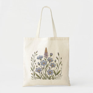 Delicate Blue Flowers & Leaves – Botanical Nature Tote Bag