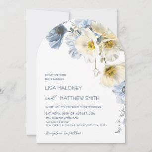 Delicate Blue Flowers White Wedding Invitation