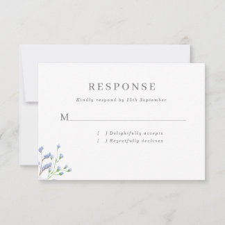 Delicate Blue French Regency Flowers Wedding RSVP Card