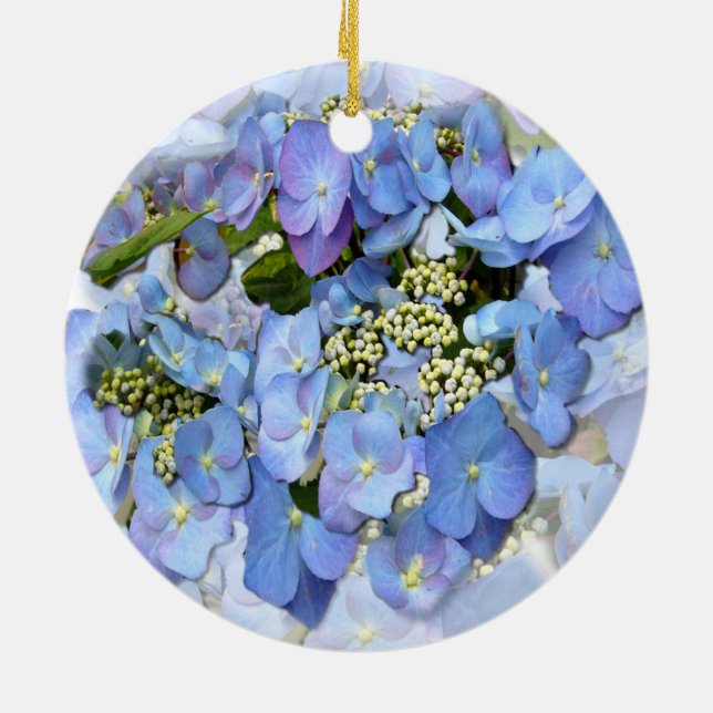 Delicate Blue Lacecap Hydrangea Ceramic Tree Decor Ceramic Tree Decoration (Back)