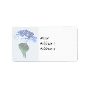 Delicate Blue Lacecap Hydrangea Wedding Supplies Label