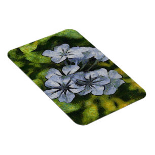 Delicate Blue Plumbago Blossom Painting Magnet