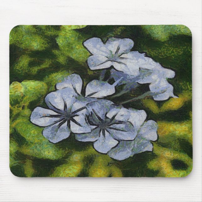 Delicate Blue Plumbago Blossom Painting Mouse Pad (Front)