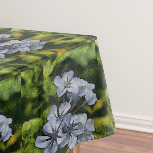 Delicate Blue Plumbago Blossom Painting Tablecloth (In Situ)
