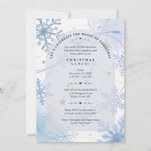 Delicate Blue Snowflake Christmas Lunch TMF26 Invitation