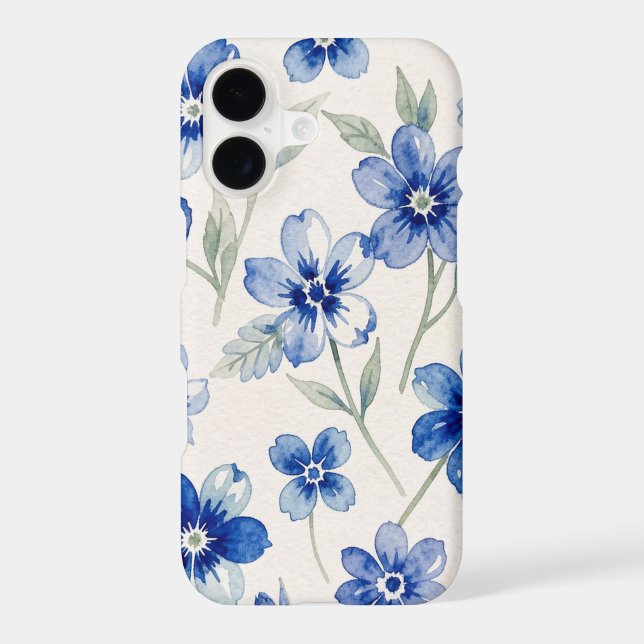 Delicate Blue Watercolour Floral Phone Case (Back)