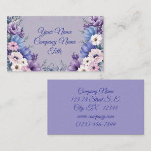 Delicate Blue, White, Pink & Purple Summer Blooms" Business Card