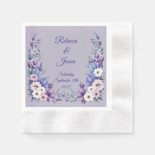 Delicate Blue, White, Pink & Purple Summer Blooms Napkin