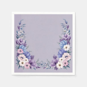 Delicate Blue, White, Pink & Purple Summer Blooms Napkin
